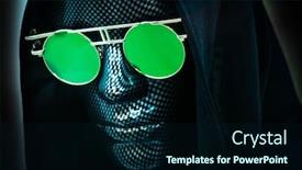  Presentation with mannequin - Slide deck featuring mannequin-face-in-a-black background and a navy blue colored foreground