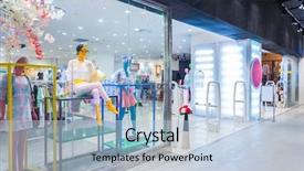  Presentation with fashion - Beautiful slide set featuring mannequins in fashion shop display backdrop and a light blue colored foreground