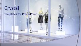  Presentation with fashion - Colorful PPT theme enhanced with mannequins in fashion shop display backdrop and a light blue colored foreground