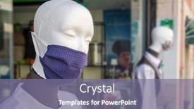  Presentation with covid coronavirus - Cool new PPT theme with mannequins-in-showcase-of-shop backdrop and a violet colored foreground
