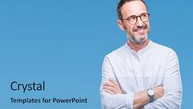  Presentation with thinking - Amazing theme having staar - middle age hoary senior man backdrop and a light blue colored foreground