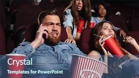  Presentation with audience - PPT layouts enhanced with the cinema and disturbing background and a ocean colored foreground