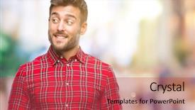  Presentation with over come challange - Cool new presentation with staar - young handsome man over isolated backdrop and a  colored foreground