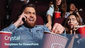  Presentation with audience - Slide deck featuring distraction - young man talking loud background and a ocean colored foreground