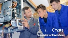  Presentation with boiler - Cool new PPT layouts with manometer - man looking at digital display backdrop and a ocean colored foreground