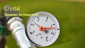  Presentation with water supply system - PPT theme enhanced with manometer-on-a-water-supply background and a tawny brown colored foreground