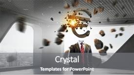  Presentation with fall - Audience pleasing presentation design consisting of euro fall - businessman financier in office backdrop and a gray colored foreground