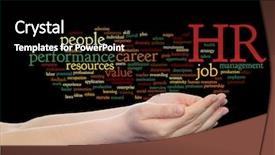  Presentation with human resources management - Beautiful PPT theme featuring manpower growth - concept conceptual hr or human backdrop and a  colored foreground