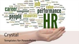  Presentation with human resources management - Colorful slide deck enhanced with manpower growth - concept conceptual hr or human backdrop and a  colored foreground