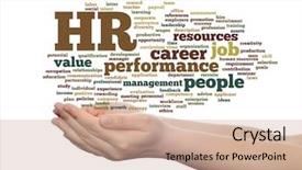  Presentation with human resources management - Colorful slide deck enhanced with manpower growth - concept conceptual hr or human backdrop and a coral colored foreground