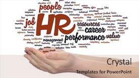  Presentation with human resources management - PPT theme featuring manpower growth - concept conceptual hr or human background and a coral colored foreground