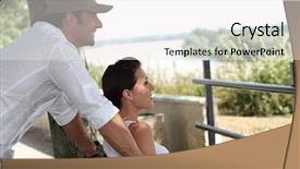  Presentation with bench vise - PPT theme having mans best friend - couple sitting on a bench background and a white colored foreground