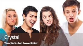  Presentation with group of people - PPT layouts with mans best friend - young group of people grimacing background and a tawny brown colored foreground