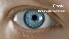  Presentation with human eye - Slide deck consisting of mans blue eye close up background and a violet colored foreground