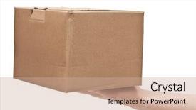  Presentation with cardboard - Presentation theme with man's hand with cardboard background and a coral colored foreground