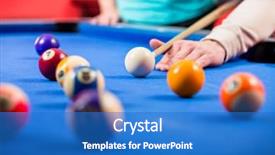  Presentation with billiard - Slide deck enhanced with man's hand playing billiard background and a teal colored foreground