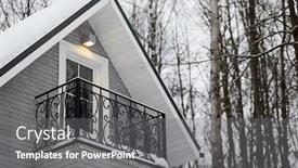  Presentation with house forest - Slides consisting of instalation lightning - mansard with balcony and roof background and a gray colored foreground