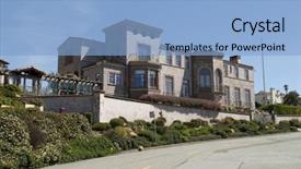  Presentation with san francisco - Audience pleasing presentation theme consisting of mansion on a hill in san francisco california backdrop and a light blue colored foreground