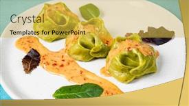  Presentation with dumpling - Amazing PPT theme having manti-is-a-type backdrop and a yellow colored foreground