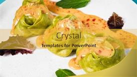  Presentation with dumpling - Audience pleasing presentation design consisting of manti-is-a-type backdrop and a yellow colored foreground