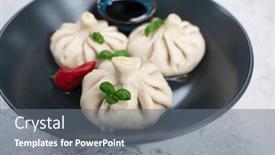  Presentation with meat food - Slide deck with manti-on-a-plate-traditional background and a  colored foreground