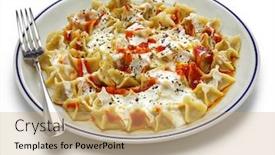  Presentation with turkish - Cool new slide deck with manti-turkish-ravioli-type-dumplings backdrop and a coral colored foreground