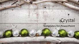  Presentation with frame - PPT theme featuring mantle - birch frame with christmas ornaments background and a light gray colored foreground