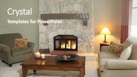  Presentation with living room - PPT theme having mantle - cozy living room with fireplace background and a  colored foreground