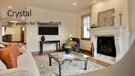  Presentation with room - Presentation theme having mantle - great room background and a coral colored foreground