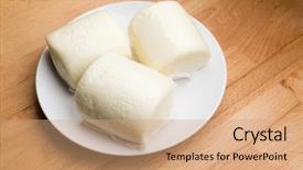  Presentation with food dimsum chinese steamed dumplings - Presentation theme with mantou chinese steamed bun background and a coral colored foreground