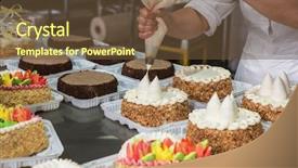  Presentation with t shirts production - Beautiful slide set featuring manual cakes production on factory backdrop and a tawny brown colored foreground