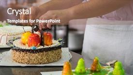  Presentation with oil and gas production - Colorful theme enhanced with manual cakes production on factory backdrop and a coral colored foreground
