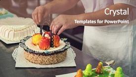  Presentation with factory - Beautiful theme featuring manual cakes production on factory backdrop and a  colored foreground
