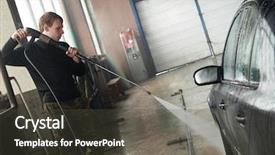  Presentation with car cleaning - Slides consisting of manual car washing cleaning background and a dark gray colored foreground