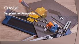  Presentation with ceramic tiles - Audience pleasing presentation theme consisting of manual cutter and ceramic tiles for floor home repair backdrop and a coral colored foreground