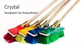  Presentation with aircon design - Theme featuring manual handling - broom design elements multicolor household background and a  colored foreground