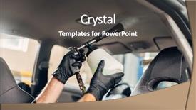  Presentation with cleaning service - Presentation theme enhanced with manual handling - carwash service cleaning of car background and a dark gray colored foreground