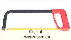  Presentation with red and white festive - Colorful PPT theme enhanced with manual handling - hacksaw with red handle isolated backdrop and a cream colored foreground