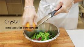  Presentation with salad - Slide set having travel with clothes book background and a gray colored foreground