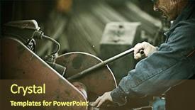  Presentation with welding - Beautiful presentation design featuring manual labor - industrial worker cutting and welding backdrop and a tawny brown colored foreground