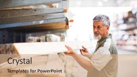  Presentation with labor - Colorful presentation theme enhanced with manual labor - senior man buying construction wood backdrop and a  colored foreground