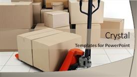  Presentation with pallet - Theme with manual pallet truck with carton background and a coral colored foreground