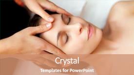  Presentation with face massage spa skin - Colorful PPT theme enhanced with manual therapy - beautiful woman having a facial backdrop and a coral colored foreground