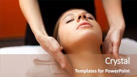  Presentation with massage therapy - Audience pleasing presentation theme consisting of manual therapy - beautiful woman having a facial backdrop and a coral colored foreground