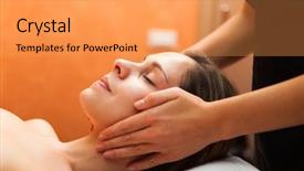  Presentation with massage therapy - Theme having manual therapy - beautiful woman having a massage background and a yellow colored foreground