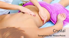  Presentation with beauty salon - Beautiful presentation theme featuring manual therapy - beautiful young woman backdrop and a coral colored foreground