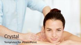  Presentation with beauty salon - PPT theme consisting of manual therapy - serene girl enjoying massage background and a lemonade colored foreground