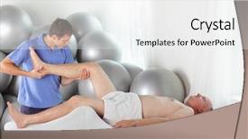  Presentation with massage therapy - Audience pleasing slide set consisting of manual therapy - young physiotherapist bending backdrop and a white colored foreground