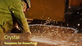  Presentation with welding - Beautiful slides featuring manual-worker-in-protective-workwear backdrop and a tawny brown colored foreground