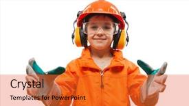  Presentation with child safety - Audience pleasing slide deck consisting of manual worker in safety backdrop and a red colored foreground